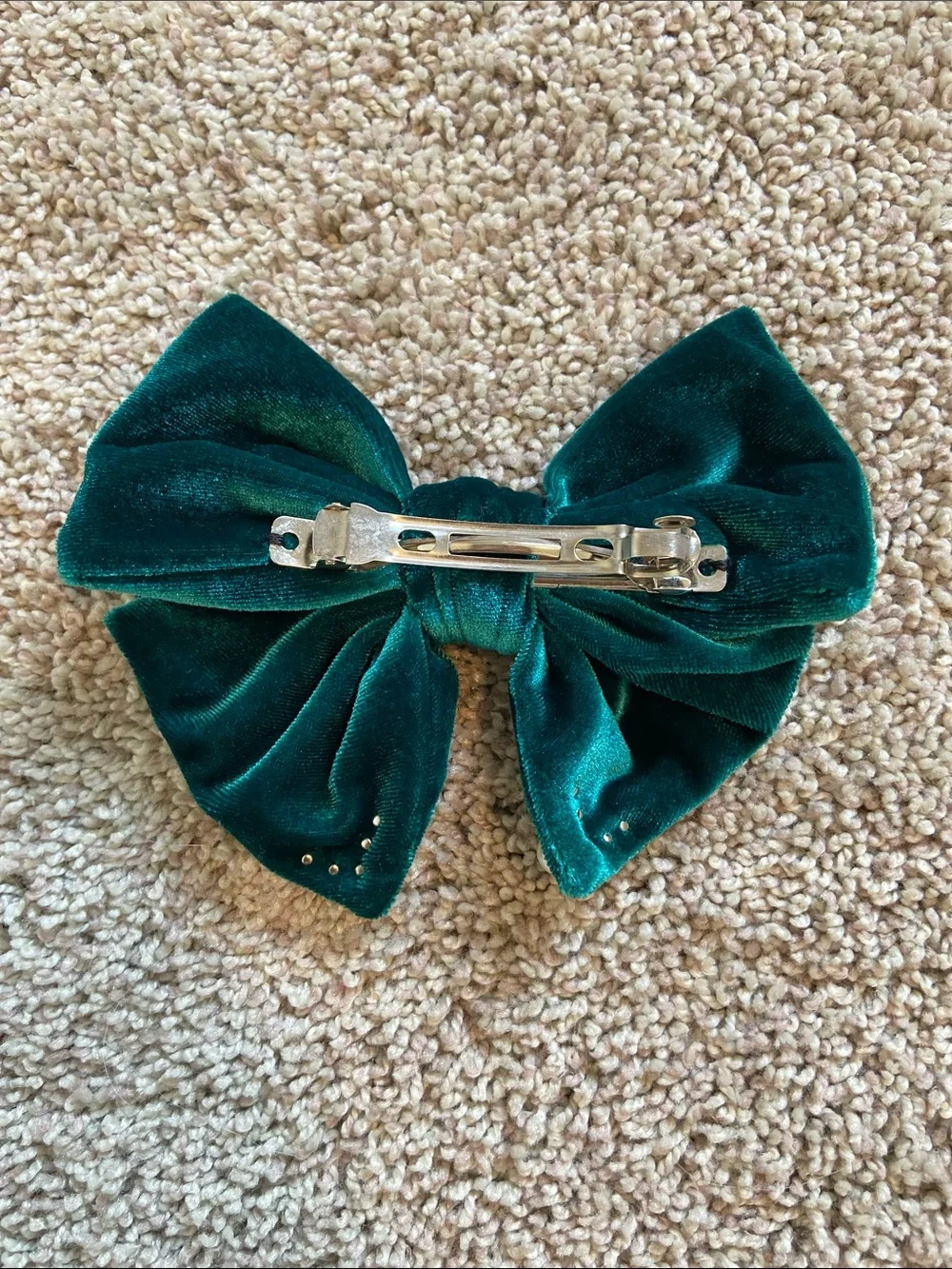 Handmade Dark Green Velvet Bow Hair Clip